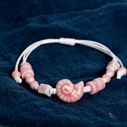 Handmade Ceramic Seashell Bracelet – Adjustable Vintage Ocean Style Couple Jewellery