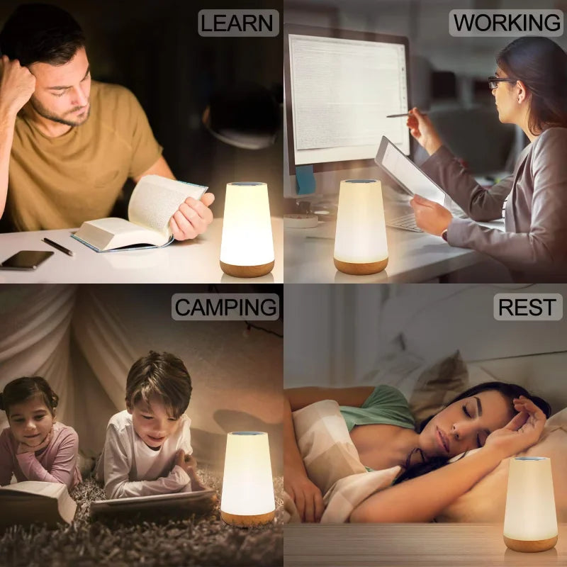 Dimmable Touch LED Table Lamp – 13 Colours & 5 Brightness Rechargeable Bedside Light