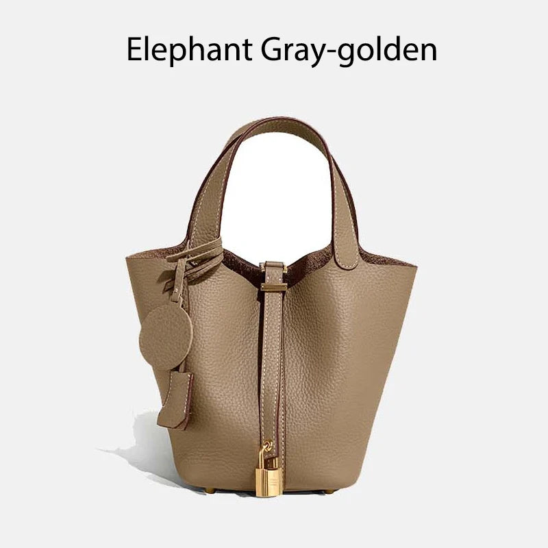 MENDY Genuine Leather Bucket Bag – Premium Large Tote Handbag for Women