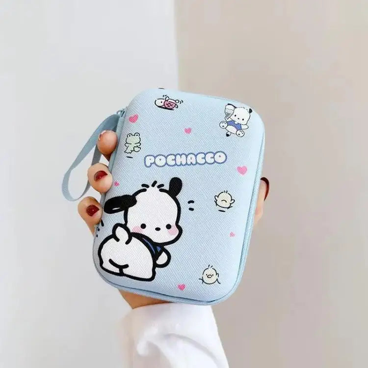 Hello Kitty Data Cable Charger Storage Box Earphone Cable Storage Bag Cartoon Cute Portable Mini Bag Camera Organizer Box