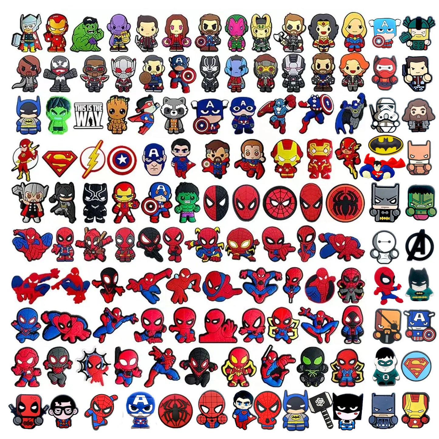 Random 10-50Pcs Marvel Series Shoe Charms For Key Chain Sandals Beach Bags, DIY Shoe Decorations Accessories Shoes Pins