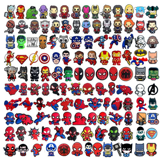 Random 10-50Pcs Marvel Series Shoe Charms For Key Chain Sandals Beach Bags, DIY Shoe Decorations Accessories Shoes Pins