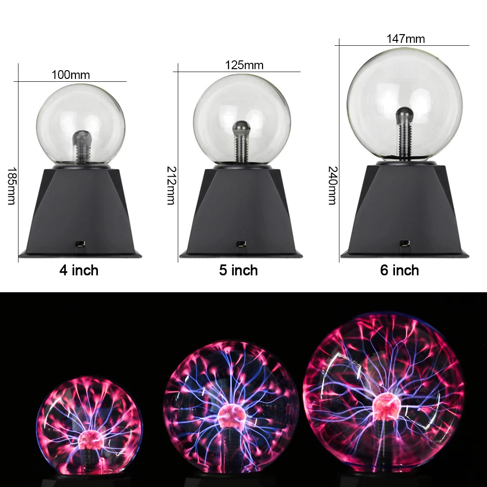 Magic Crystal Plasma Ball Lamp – 3–8 Inch LED Night Light Novelty Gift