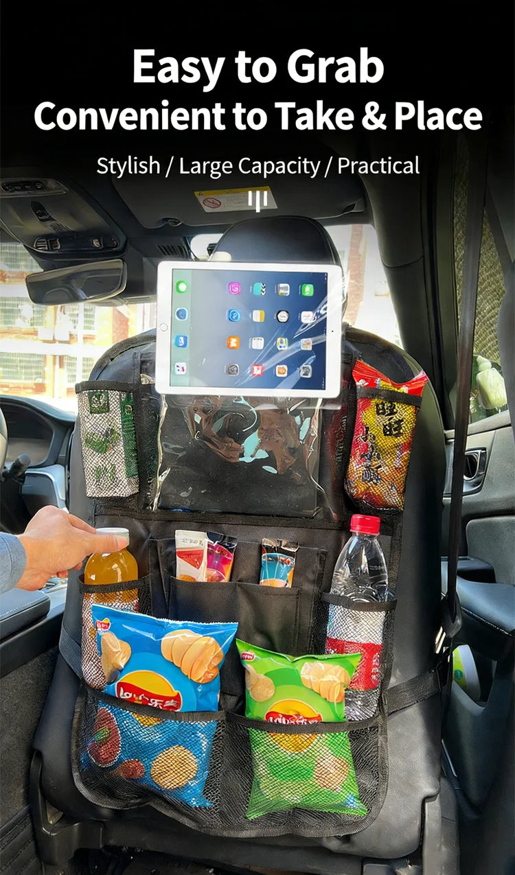 1/2PCS Car Seat Storage Bag Waterproof Durable Oxford Fabric with Touch Screen Tablet Holder Anti-Kick Seat Back Bag Auto Parts