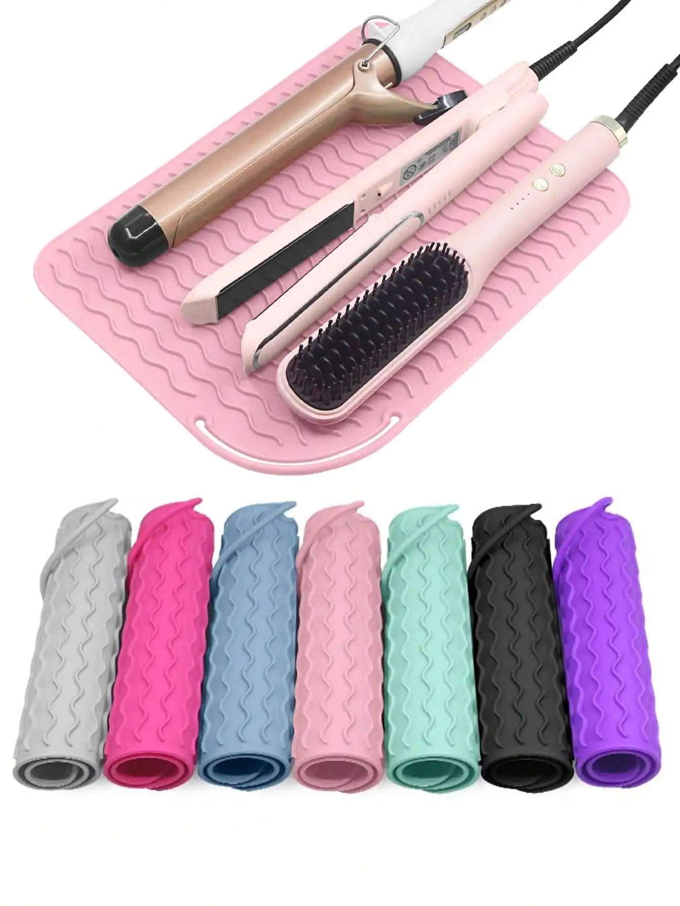 Heat-Resistant Silicone Mat for Hair Tools – Flat Iron, Curler & Straightener Pad