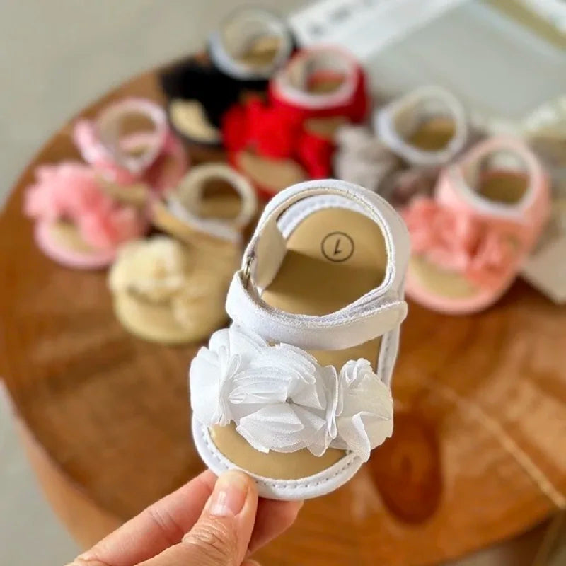 Baby Girls Sandals Soft Sole Summer Infant Wedding Dress Flat Shoes Beach Sandal Newborn Crib Shoes First Walkers
