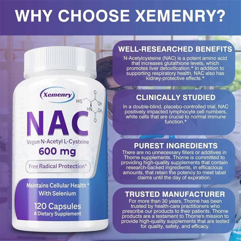 NAC Capsules 600mg – Antioxidant, Detox & Immune Support Supplement