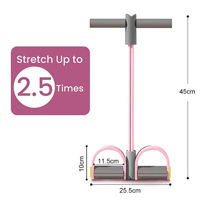 4-Tube Yoga Resistance Band Set – Pedal Puller for Abs, Waist & Arm Training