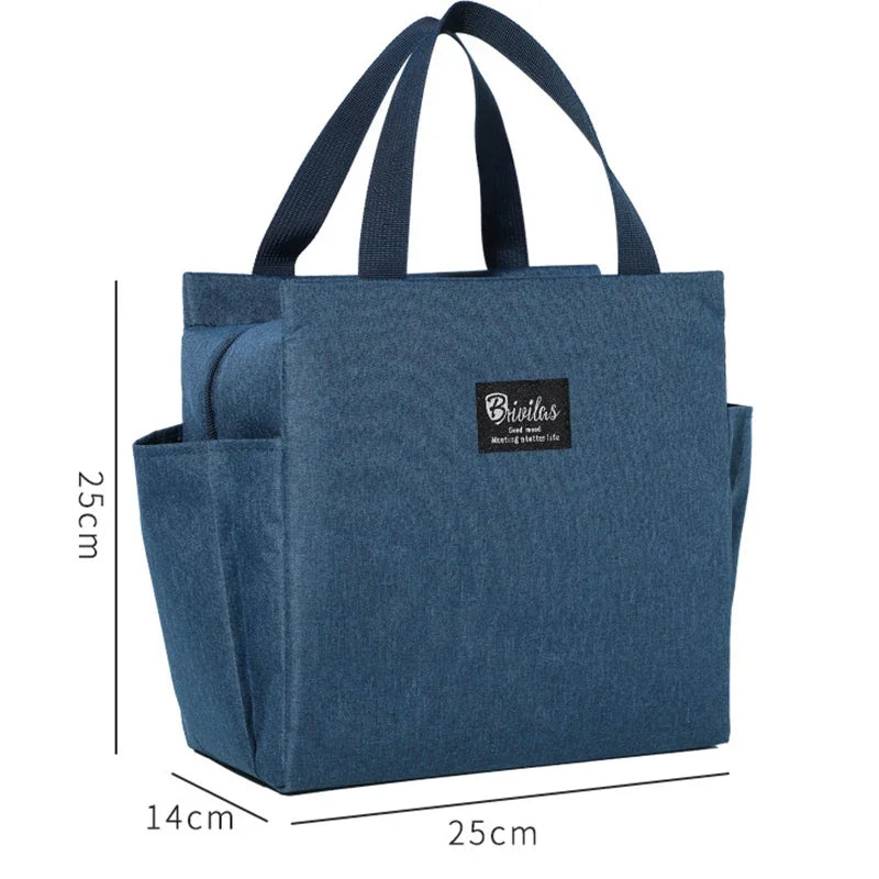Insulated Lunch Bag with Side Pockets – Beverage & Bento Storage Tote