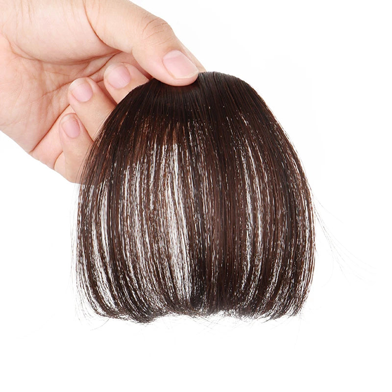 Synthetic Air Bangs Sideburns Short Straight Clip in Bangs Fake Front Hairpiece for Women Daily Use Easy to Wear