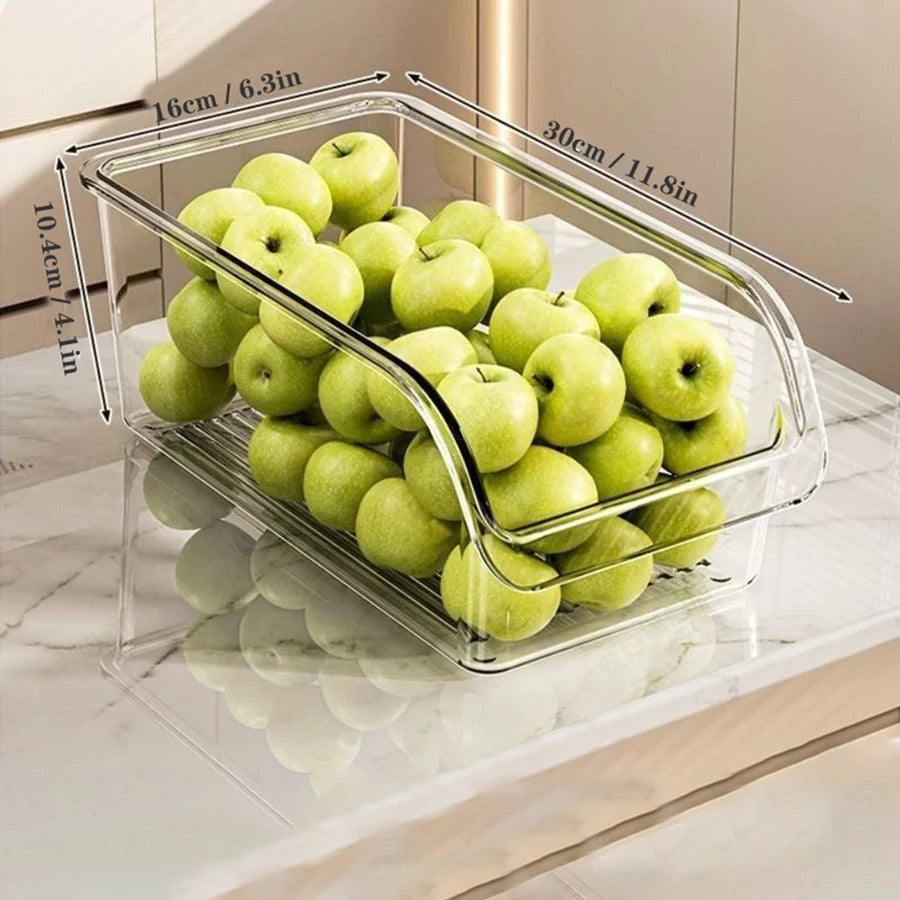 Clear Fridge Organiser Bins – Stackable Refrigerator Storage Containers for Food & Drinks