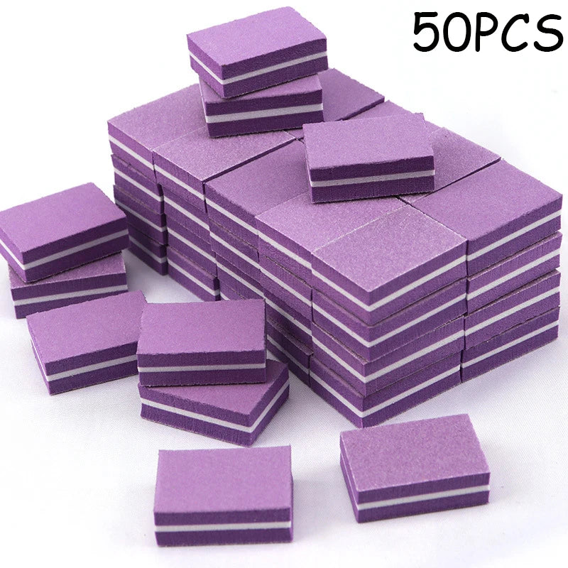 50Pc Professional Mini Nails Art buffer File 100/180 Sandpaper Manicure Tips Care File Sanding Polishing Grinding Equipment Tool