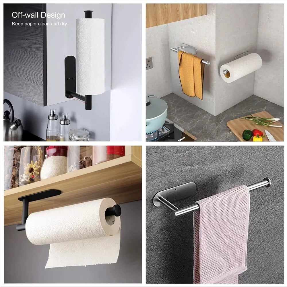 Adhesive Kitchen Paper Towel Holder – Wall-Mount Tissue & Roll Dispenser