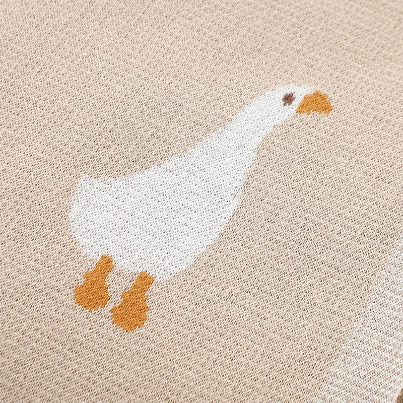Baby Cotton Blanket Cartoon Goose Knitted Newborn Boys Girls Swaddle Wrap Plaid for Stroller Bedding 90*70cm Infant Sleeping Mat