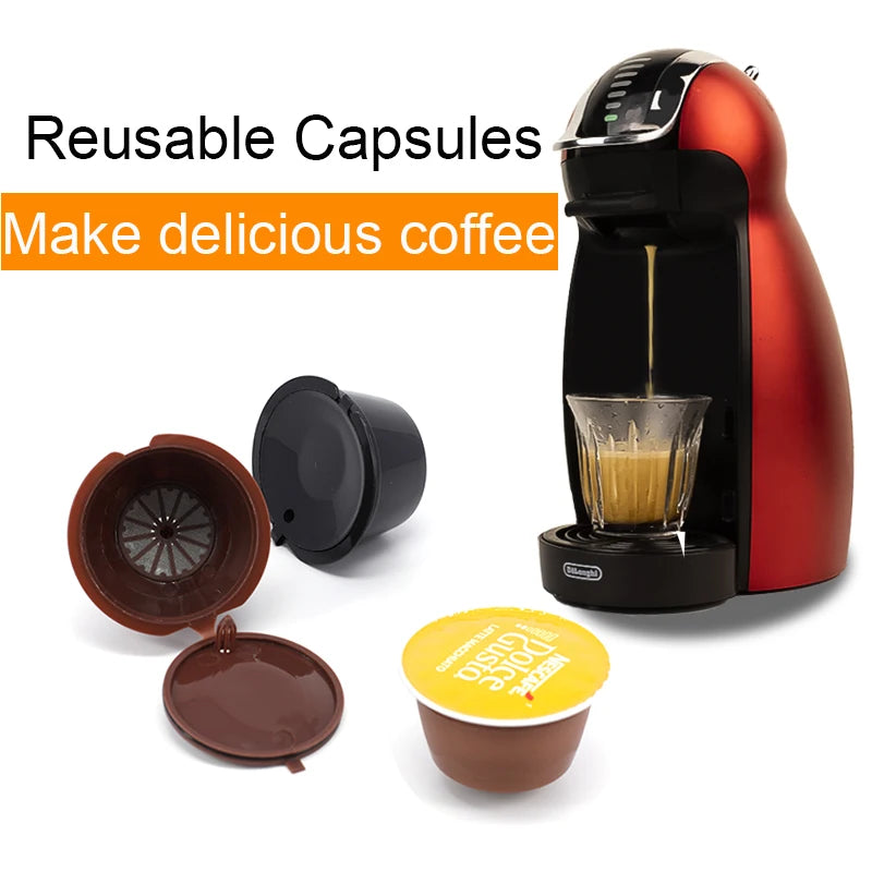 Reusable Dolce Gusto Coffee Capsule Filters – Set of 3 with Spoon & Brush