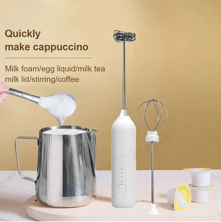Wireless USB-C Electric Milk Frother – Handheld Stainless Steel Coffee Whisk