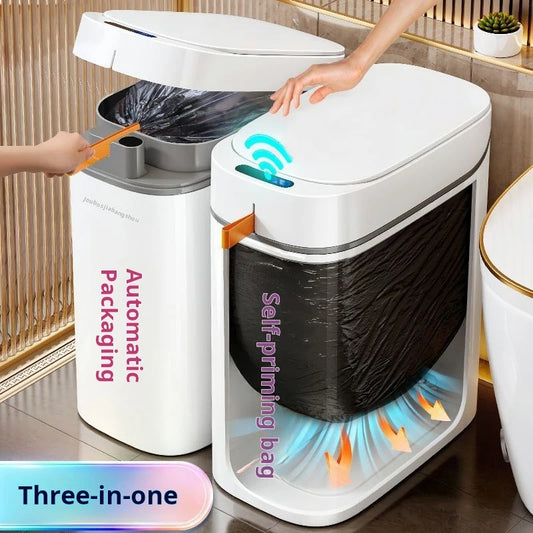 Smart Sensor Touchless Trash Can – Auto Bag Adsorption, USB Rechargeable