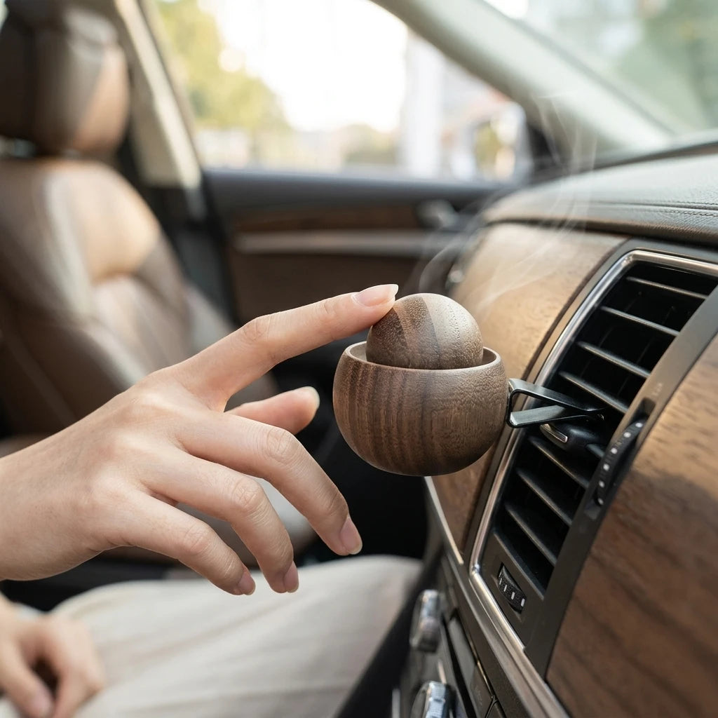 Car & Home Essential Oil Diffuser - Made of Wood Mini Cute Natural Fragrance Diffuser Suitable for Bedroom Living Room Bathroom