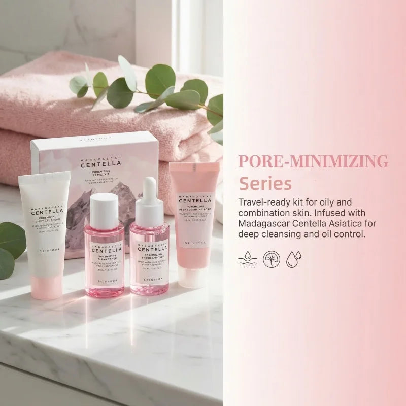 Korean Centella Pink Salt Mini Skincare Kit – Pore Care Travel Set