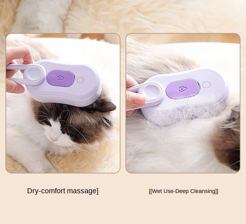 Electric Steamy Brush for Cat and Dog, Steam Brush, Electric Sprayer for Massage, Pet Grooming Tool, Shedding Combs, 3 in 1