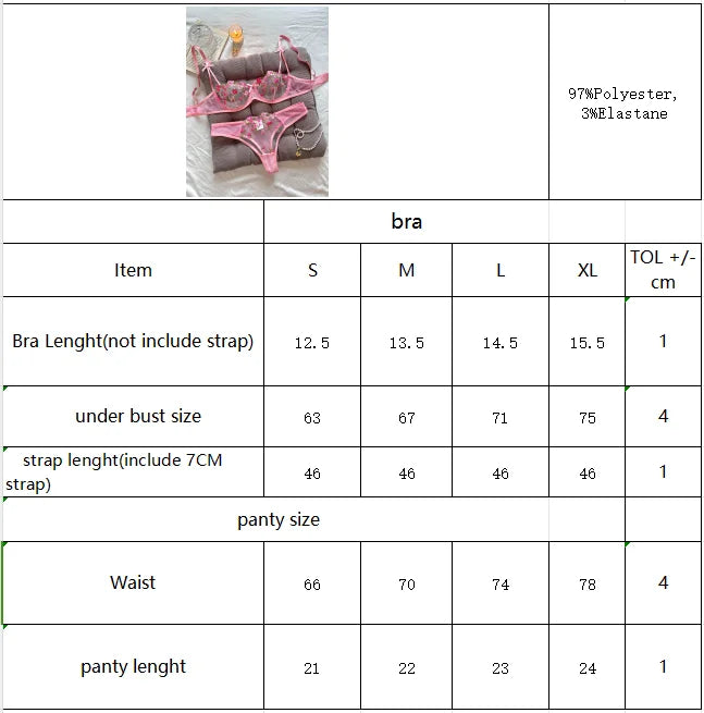 Women's Floral Embroidery Lace Lingerie Set – Sexy 2-Piece Underwear Bra & Briefs