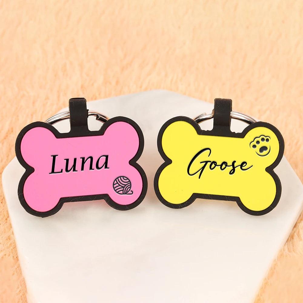 Personalized Silent Silicone Pet ID Tag – Custom Engraved Name & Number