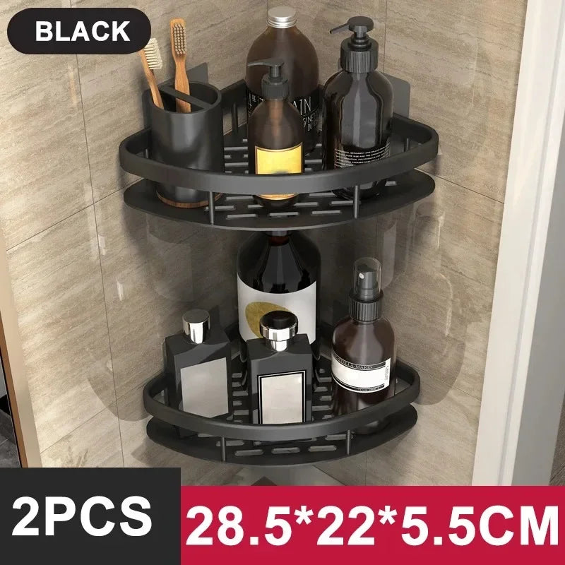 No-Drill Aluminium Shower Shelf – Bathroom Shampoo & Toiletry Storage Rack