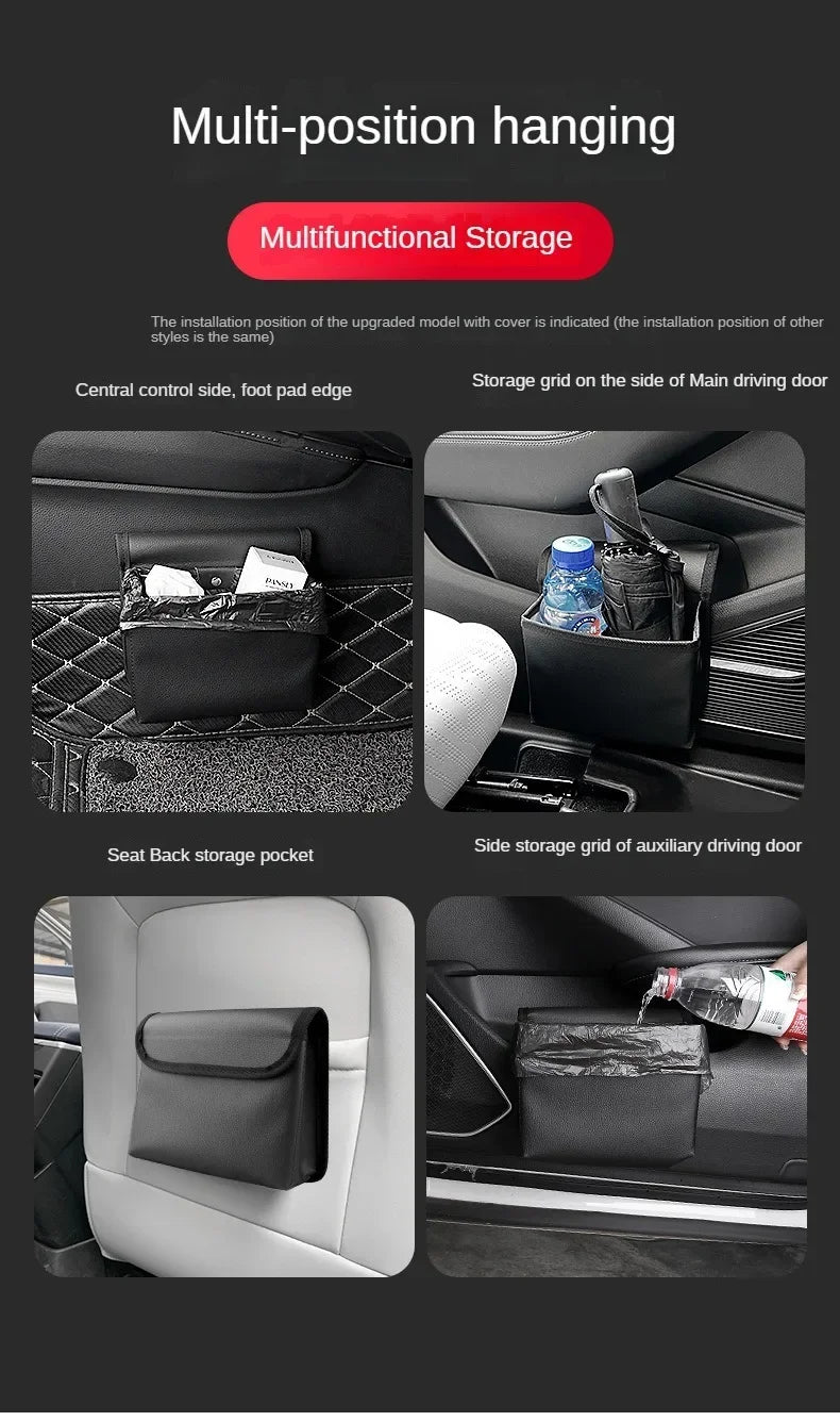 Car Trash Can Car Door Storage Box Foldable Seat Back Hanging Storage Bag Storage Box Car Interior Products