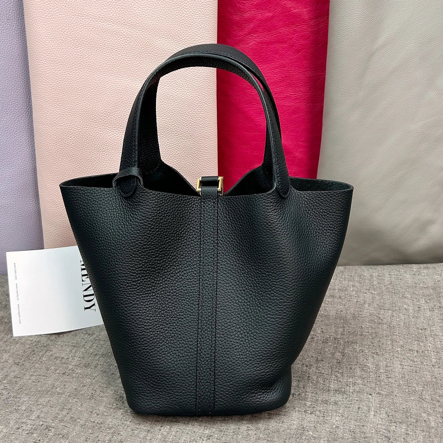 MENDY Genuine Leather Bucket Bag – Premium Large Tote Handbag for Women