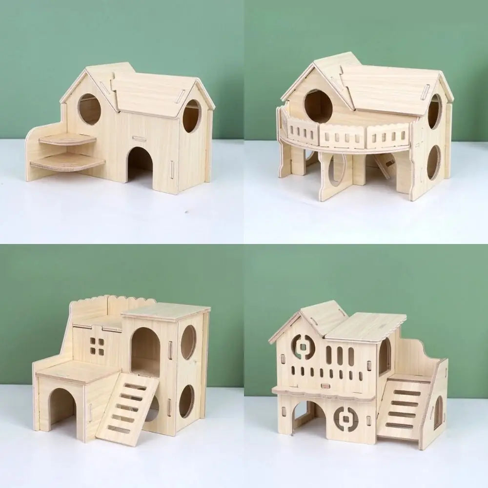 New Wooden Hamster Villa Chewable Easy to Install Platform House Durable Cage Accessories Hamster Climb Pet Supplies