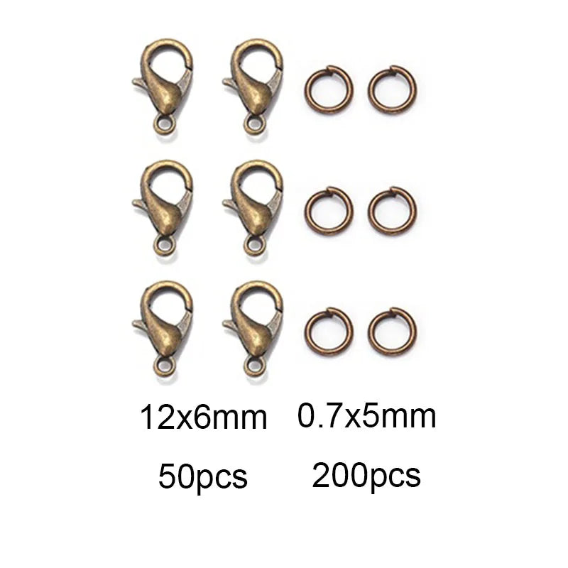 8 Colors 200pcs Open Jump Rings+ 50pcs Lobster Clasps Hooks Connectors Jewelry Making DIY Bracelet Necklace Jewelry Findings Kit