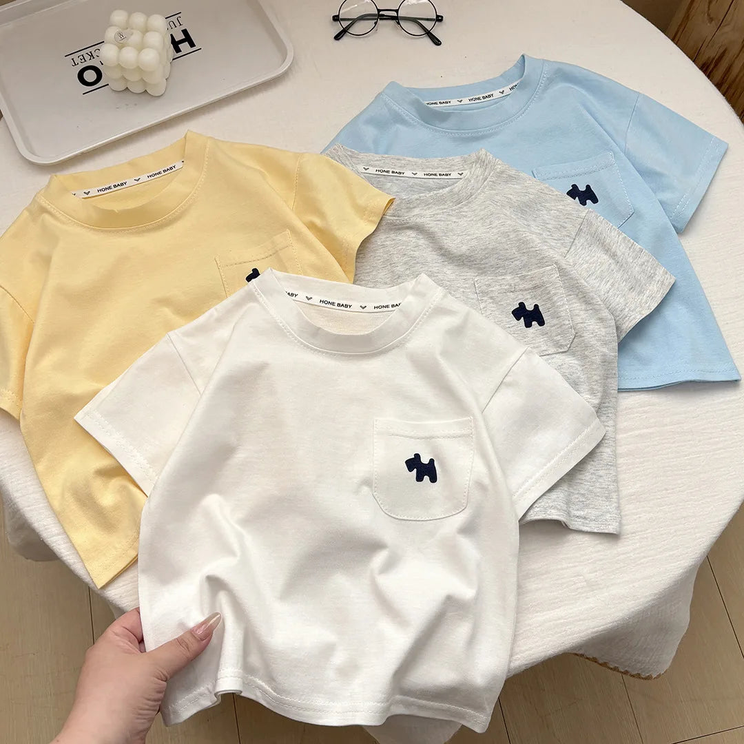 Children's Soft Cotton T-shirt Cotton Boys Summer Baby Boys and Girls New Clothing Girls Loose Casual Blouse Half-sleeved
