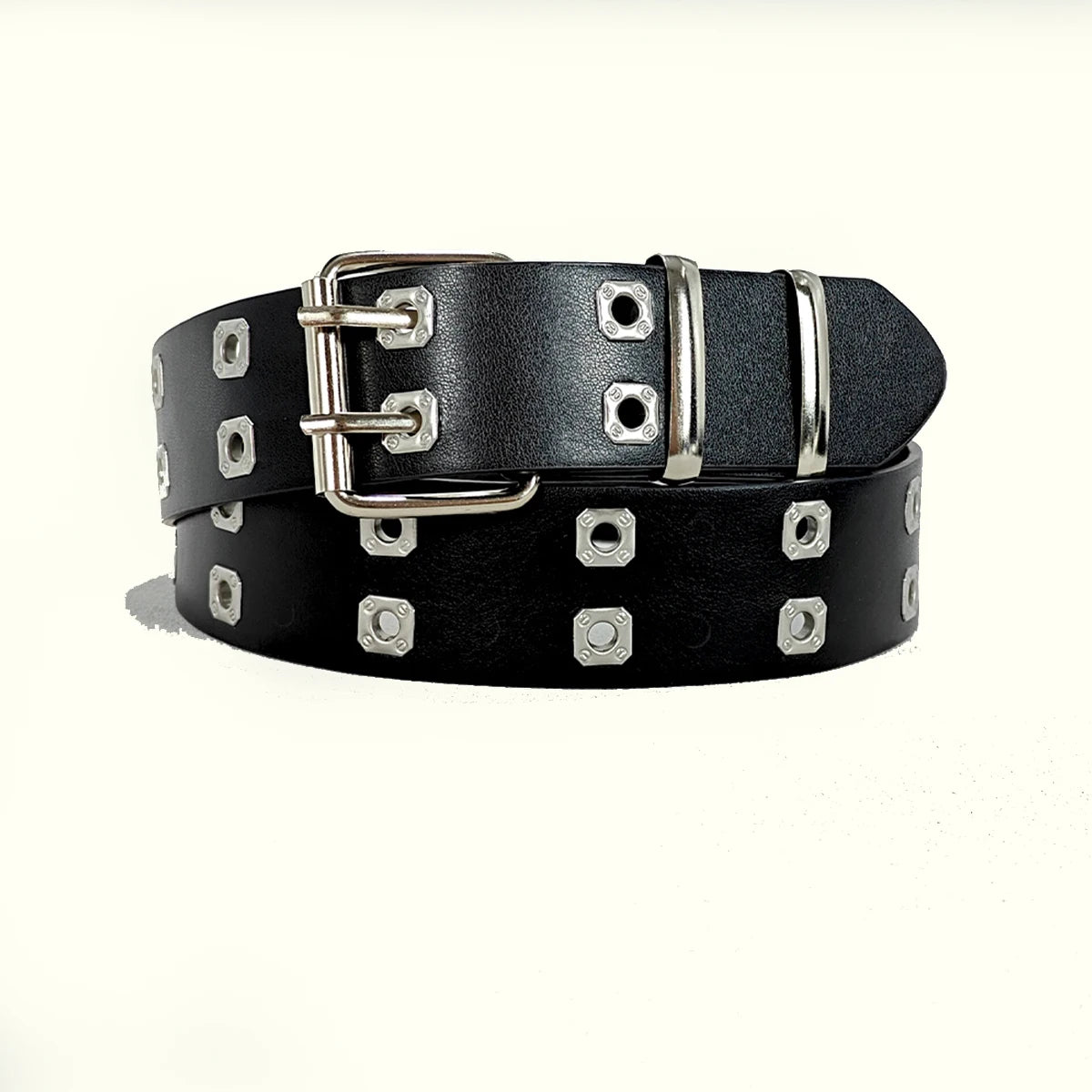 Retro Square Rivet Men's Belt With Three Row Needle Buckle Hip-Hop Rock Punk Y2k Style Jeans Belts For Women Goth Waistband