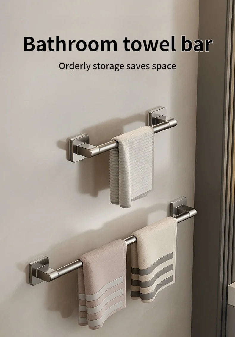 No-Drill Bathroom Towel Bar & Hook Set – Adhesive Wall-Mounted Rack