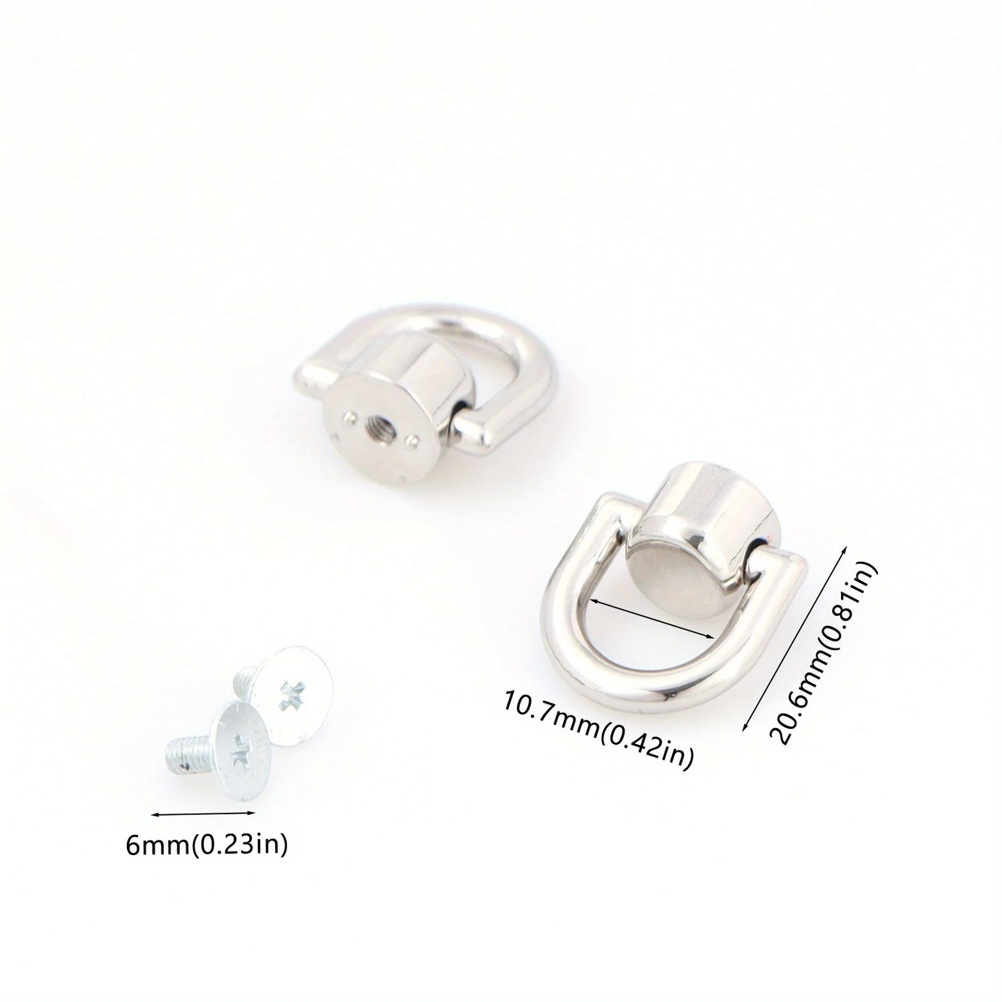 4 Pcs D Rings Rivets for Leather Purse Stud Screw Metal Ring Studs Rivets for Wallet Strap Accessories Leather Purse Hardware