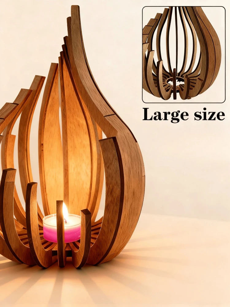 Streamline Wooden DIY Candle Holder – Handmade Warm Atmosphere Décor