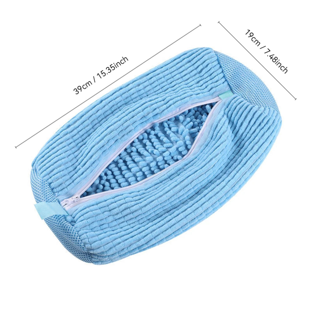 Durable Mesh Shoe Wash Bag with Zipper & Plush Lining - Protects Sneakers/Casual Shoes in Washing Machine, Reusable Laundry Bag