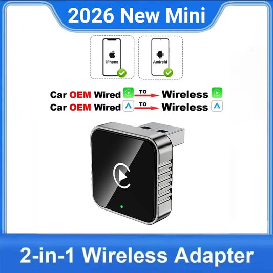 Mini Wireless CarPlay & Android Auto Adapter – Wired to Wireless Converter