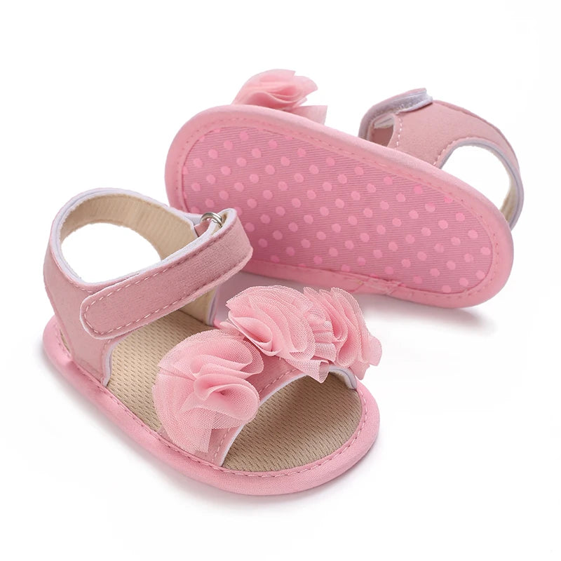 Baby Girls Sandals Soft Sole Summer Infant Wedding Dress Flat Shoes Beach Sandal Newborn Crib Shoes First Walkers