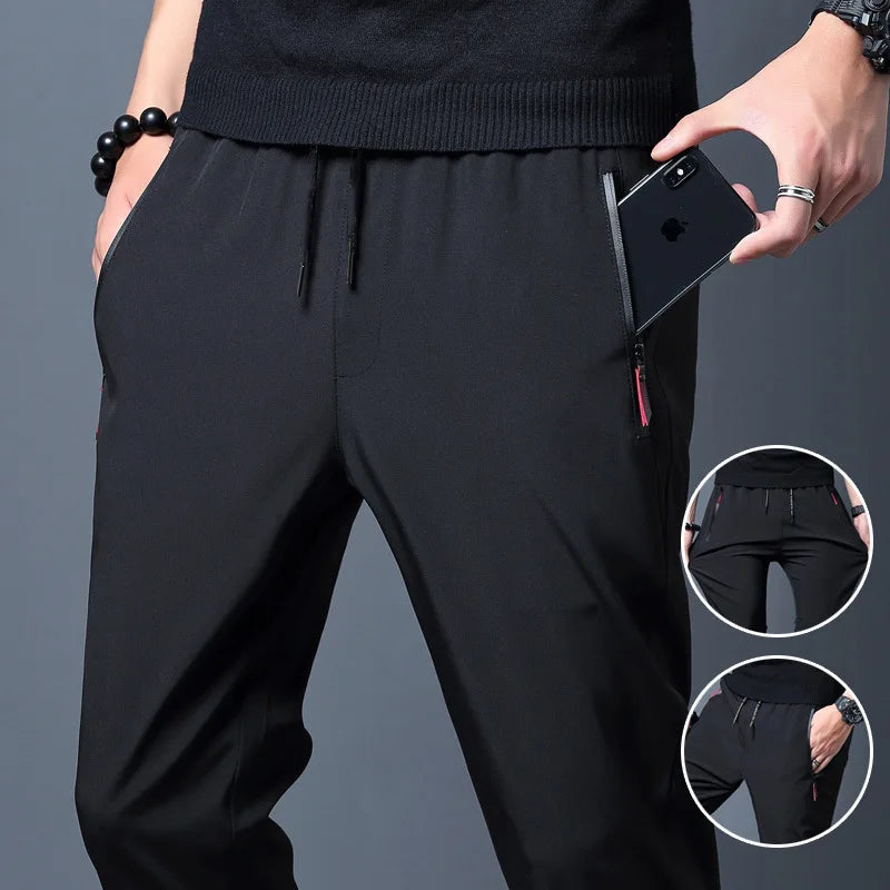 Summer hot selling men's ice silk quick drying casual pants slim fit ice silk sports pants straight tube quick drying