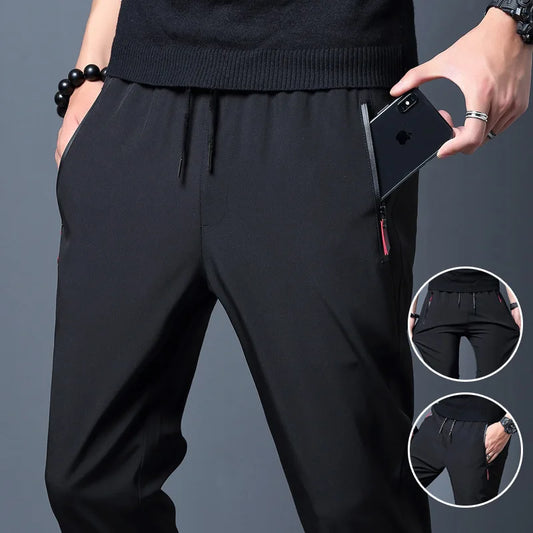 Summer hot selling men's ice silk quick drying casual pants slim fit ice silk sports pants straight tube quick drying