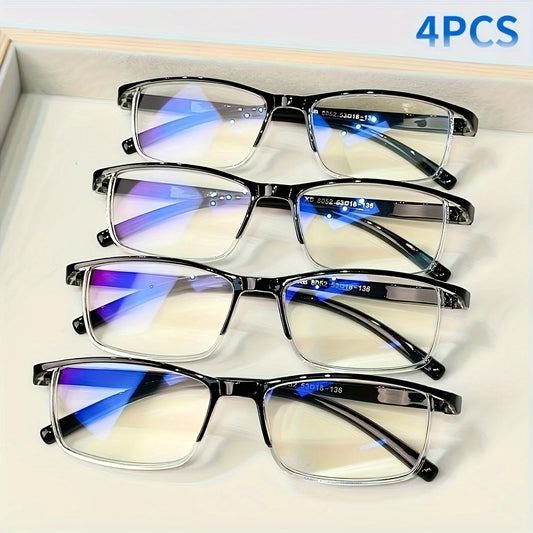 4-Pack Classic Anti-Blue Light Reading Glasses – PC Frame Unisex +1.0 to +4.0
