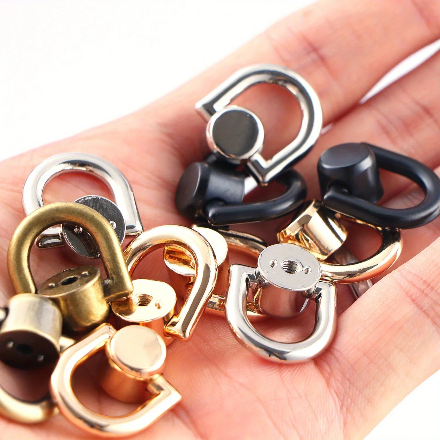 4 Pcs D Rings Rivets for Leather Purse Stud Screw Metal Ring Studs Rivets for Wallet Strap Accessories Leather Purse Hardware