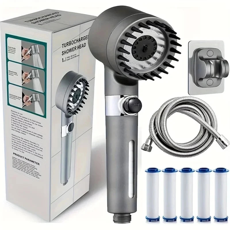 New 2026 High Pressure Shower Head Powerful Boost Filter Handheld Shower Sprayer Bathroom Water Saving Nozzle