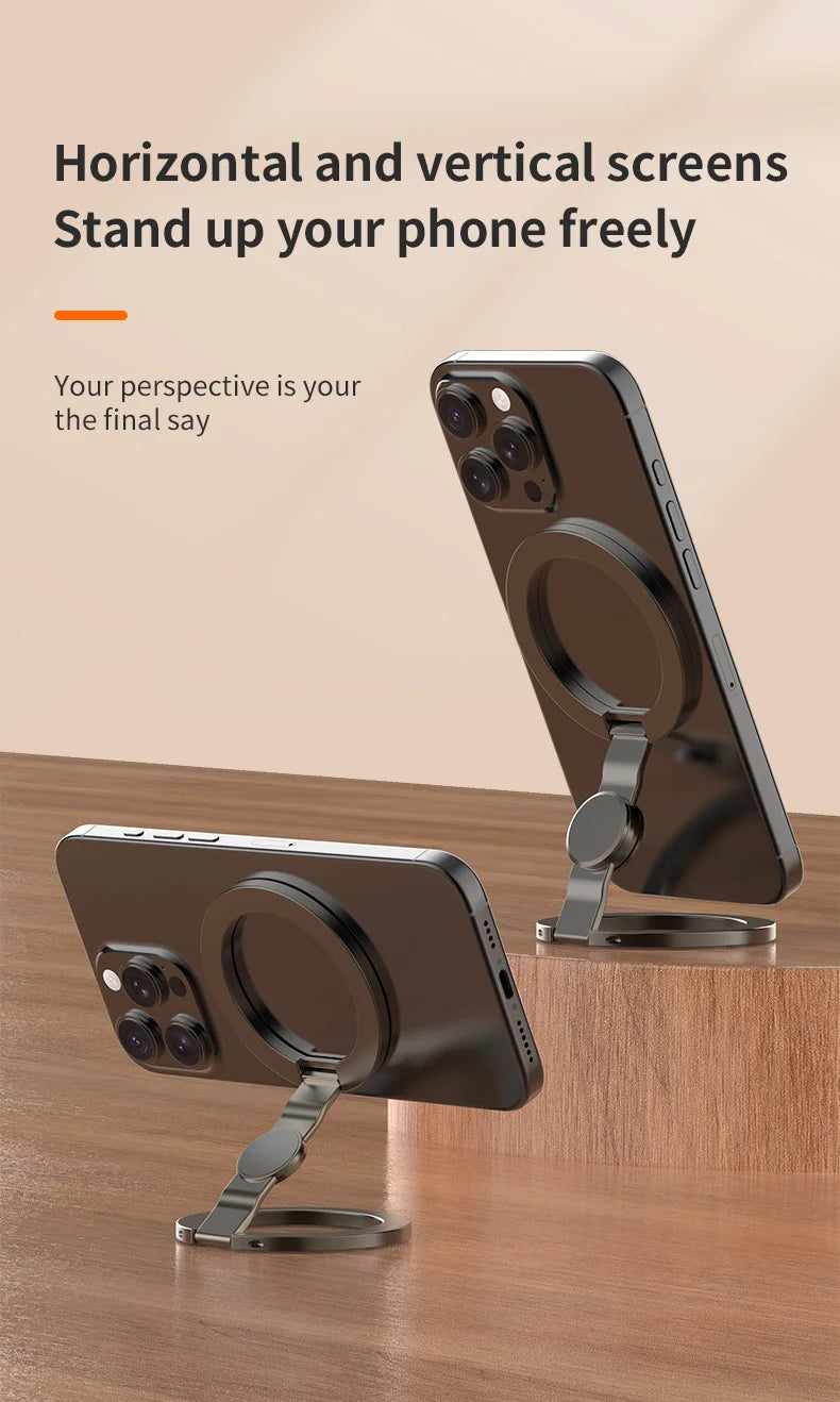 MagSafe Foldable 360° Rotating Phone Holder – Double-Sided Magnetic Grip Stand for iPhone