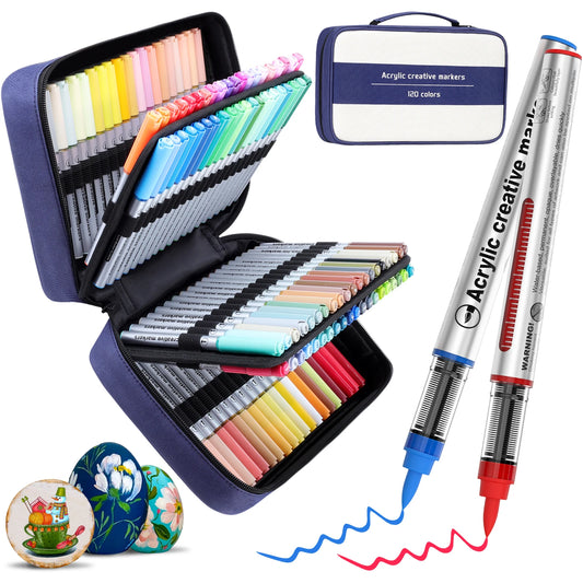 Borrence 120Colors/Bag Acrylic Paint Markers Direct Liquid Paint Marker Pen Set Automatic Ink Control System Art Markers Set
