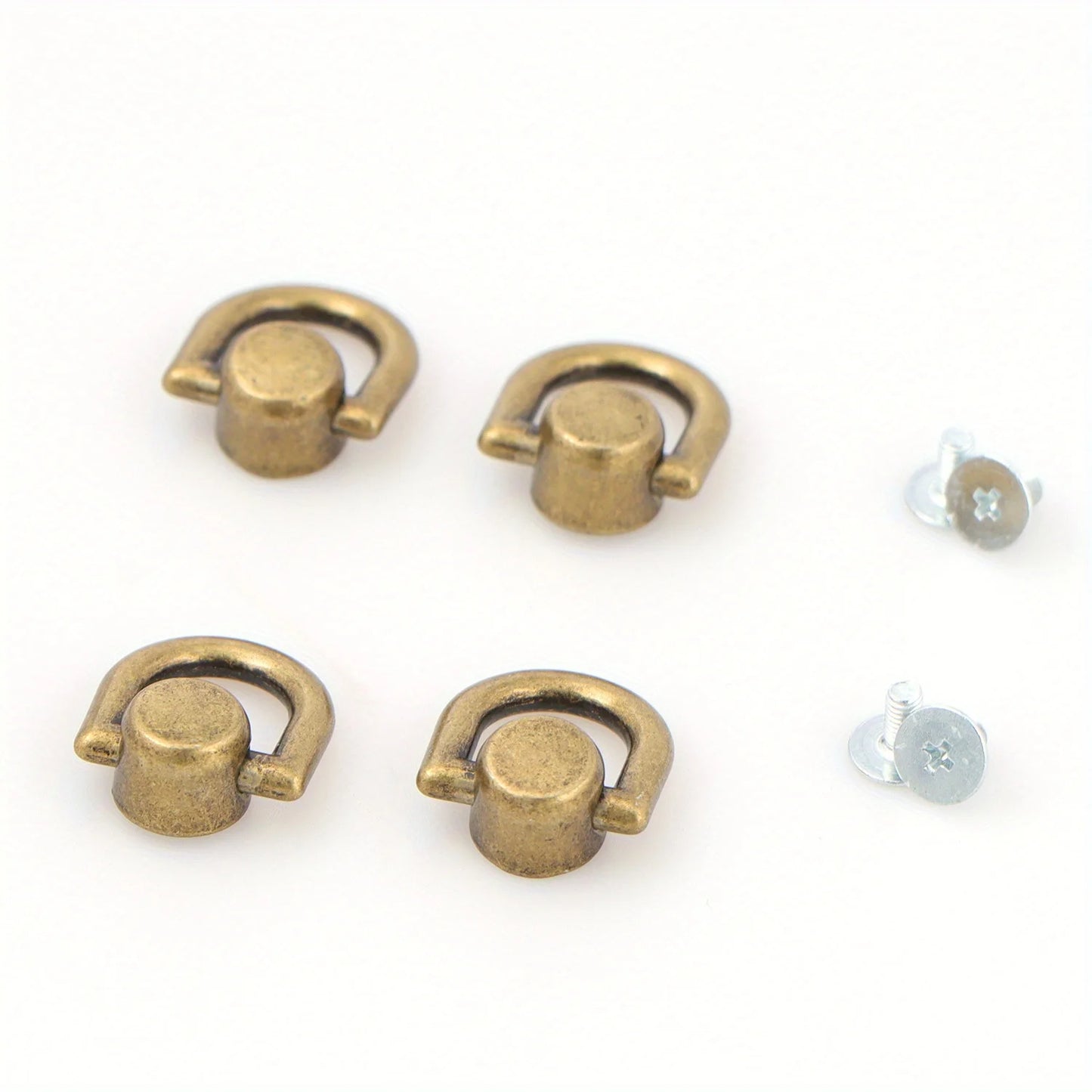 4 Pcs D Rings Rivets for Leather Purse Stud Screw Metal Ring Studs Rivets for Wallet Strap Accessories Leather Purse Hardware