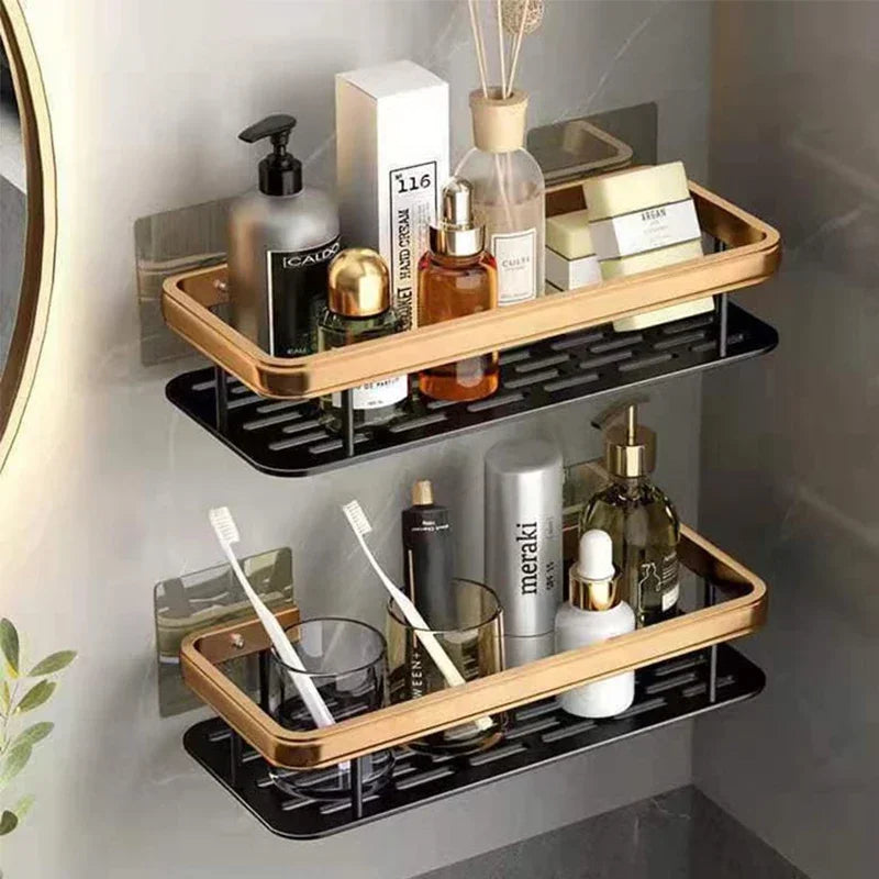 No-Drill Aluminium Shower Shelf – Bathroom Shampoo & Toiletry Storage Rack