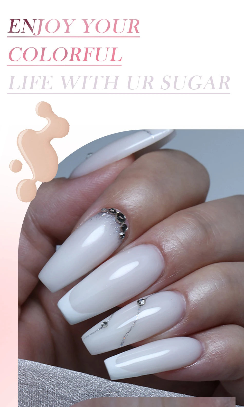 UR SUGAR 15ml Box Extension Nail Gel Jelly Pink White Clear UV Gel Hard Gel Extension Gel Nails Finger French Nail Art Manicure