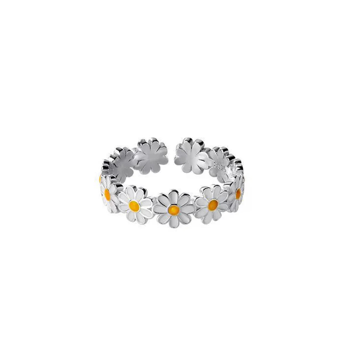 Cute Daisy Flowers Rings For Women Sweet Girls Exquisite Enamel Sunflower Open Ring  Korea New Trend Jewelry Wedding Gift